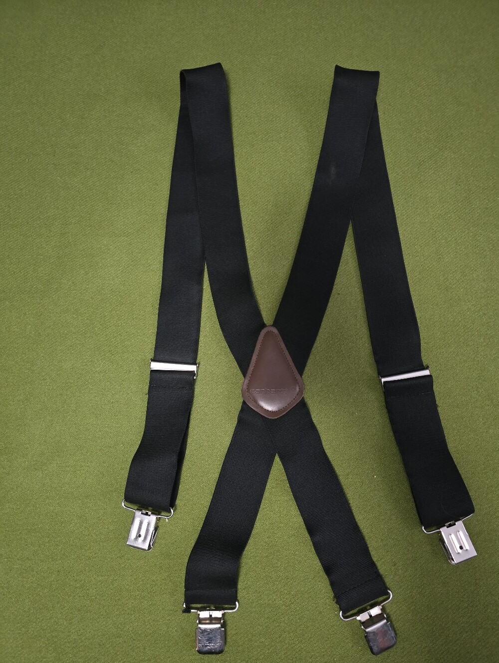 Men's Black Carhatt Suspenders with Brown Accent